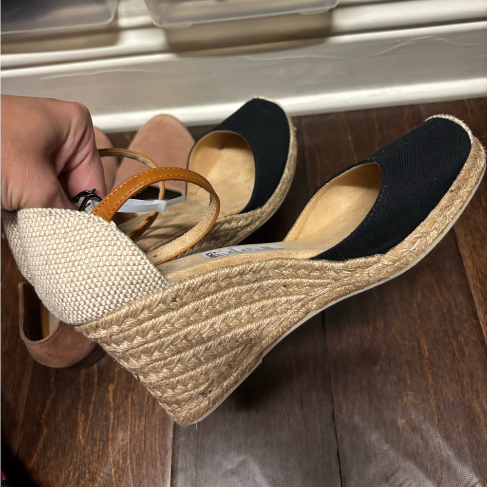 Croft & Barrow Black and Tan Espadrille Wedges